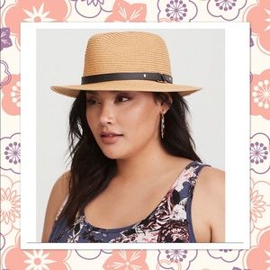 ⛄️🌴 NATURAL FAUX LEATHER TRIM FEDORA